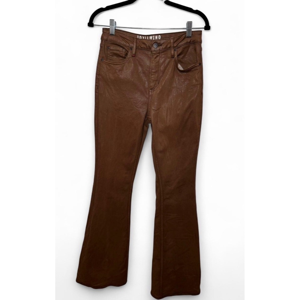 Idyllwind Miranda Lambert Cognac Brown Coated Flare Jeans High Rise Size 6